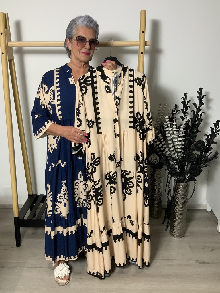 LI.3735Visc New Fiori Kleid Größe bis 46